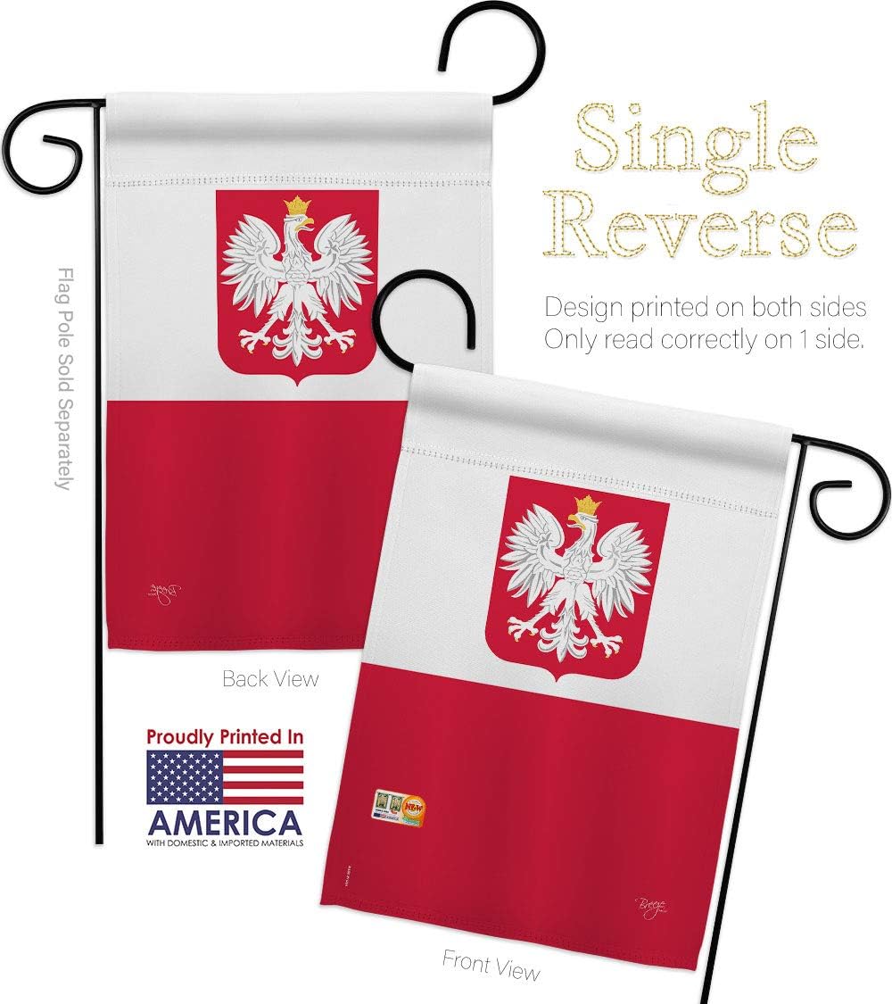 Poland Garden Flag Set Wall Holder Regional Nationality Nation International World Country Particular Area Small Decorative Gift Yard House Banner Made In USA 13 X 18.5