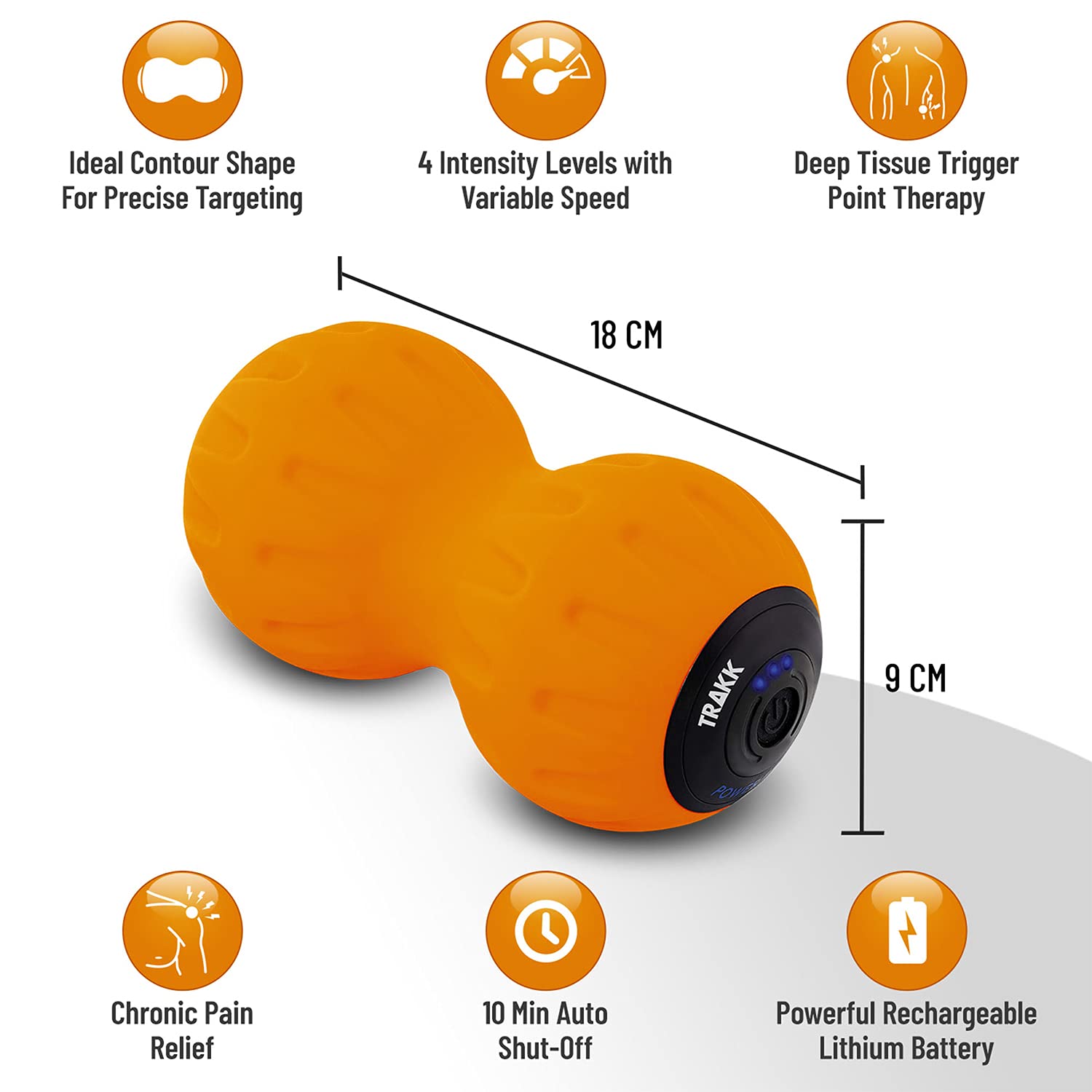 Amazon.com: TRAKK Power Peanut Massage Foam Roller w/ 3 Vibration Intensity  Settings & Rechargeable Battery, for Workout Recovery & Muscle Pain, Orange  : Health & Household