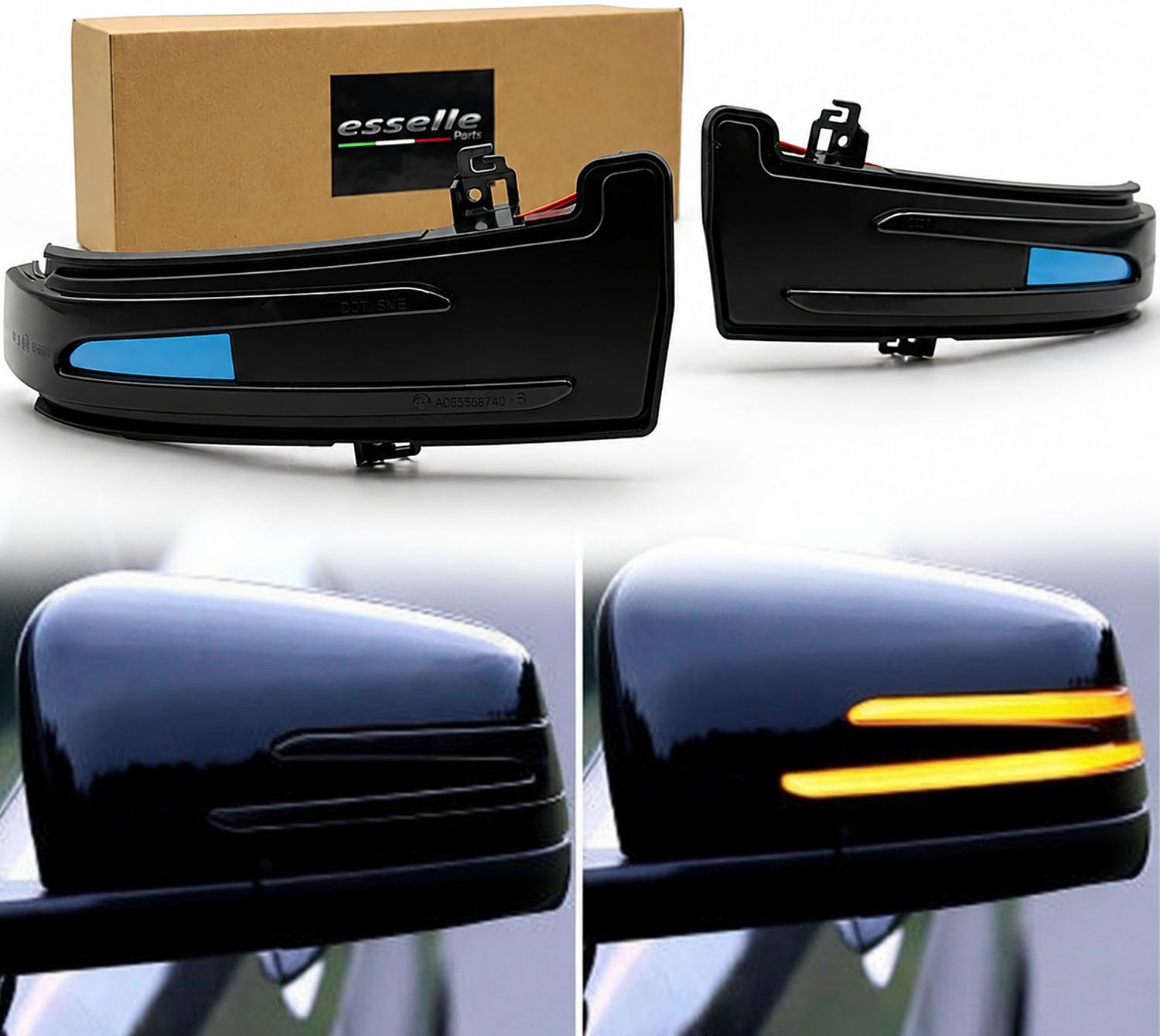 Frecce LED Dinamiche Specchietti compatibile con Mercedes Classe A W176, Classe B W246, CLA W117, GLA X156, GLK, Classe C W204, Classe E W212, CLS W218, Classe S W221, Indicatori Laterali Sequenziali