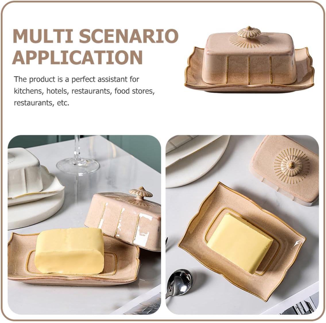 Ceramic Butter Dish with Lid Delicate Snack Service Plate Household Cheese and Dessert Storage Holder Food-grade Porcelain Chic Kitchen Accessory