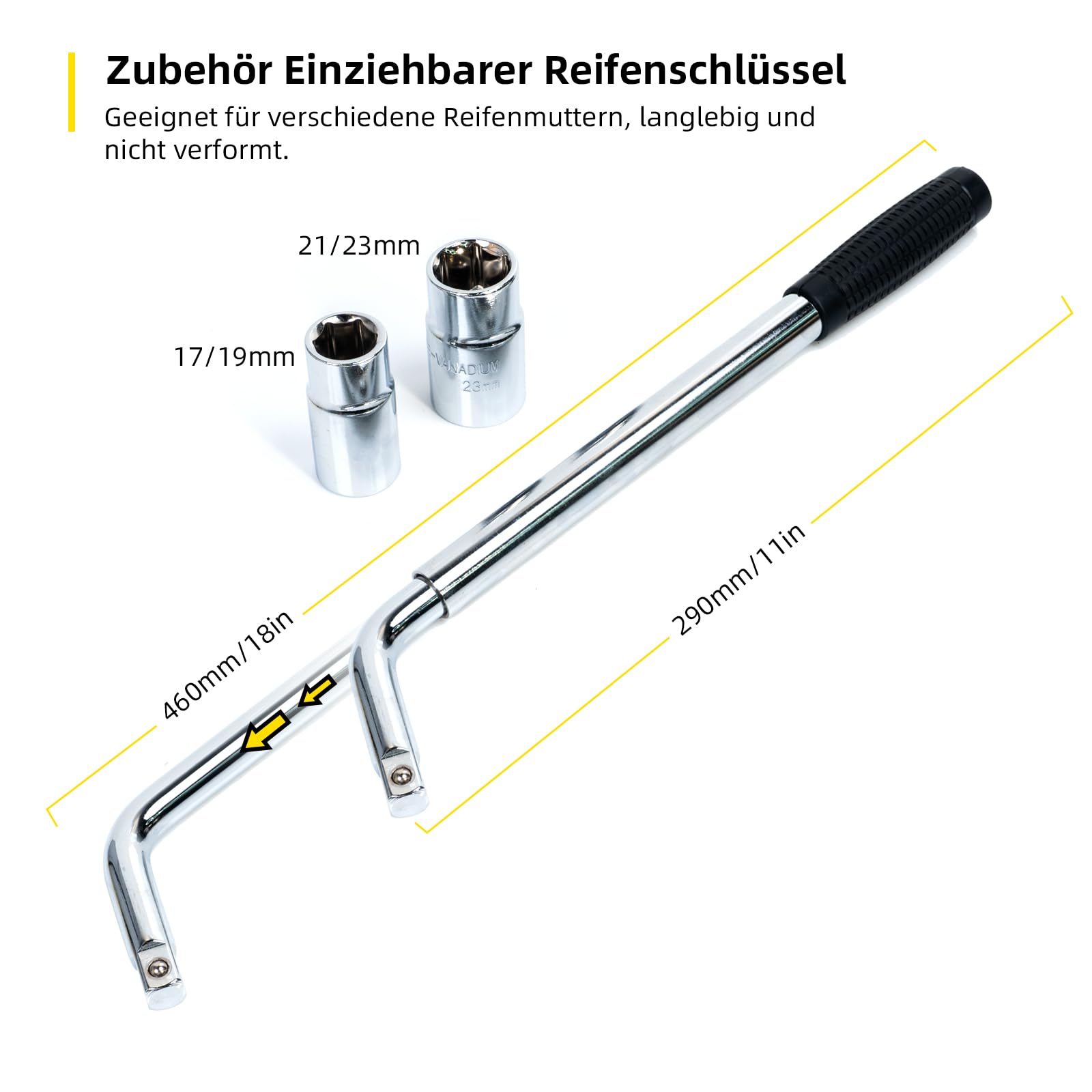 Leadstand Scherenwagenheber (1,8 T) + Radkreuz – Hubhöhe 11,9–41,9 Cm, Mit Ratschenmechanismus, Verdickte Stahlplatte – Für PKW & SUV