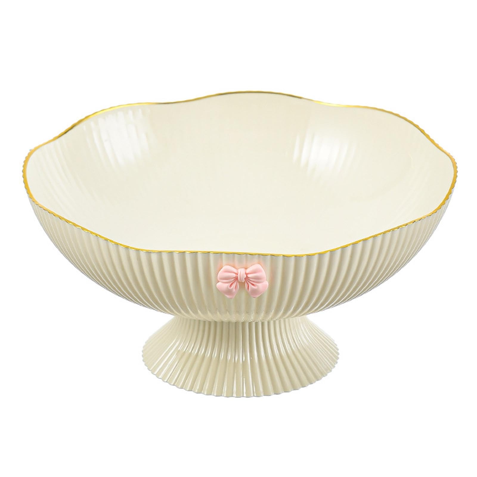 LOVIVER Decorative Pedestal Bowl,Dessert Display Stand Dish Holder,Snacks Fruit Basket Bowl for Farmhouse Kitchen Breads Snacks Home Ornaments (Beige)