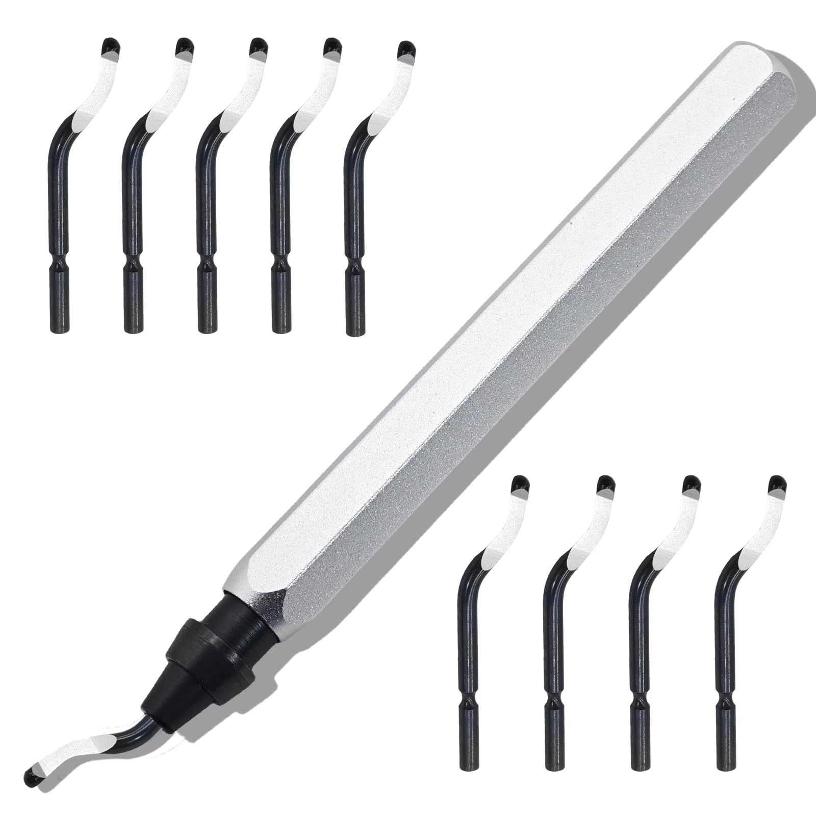 Swivel Deburring Tool with 10 Extra High Speed Steel Blades, Deburring Tool for Metal, Resin, PVC Pipes, Copper Pipe, Plastic - Deburring Tool 3D Printing, Burr Reamer Tool