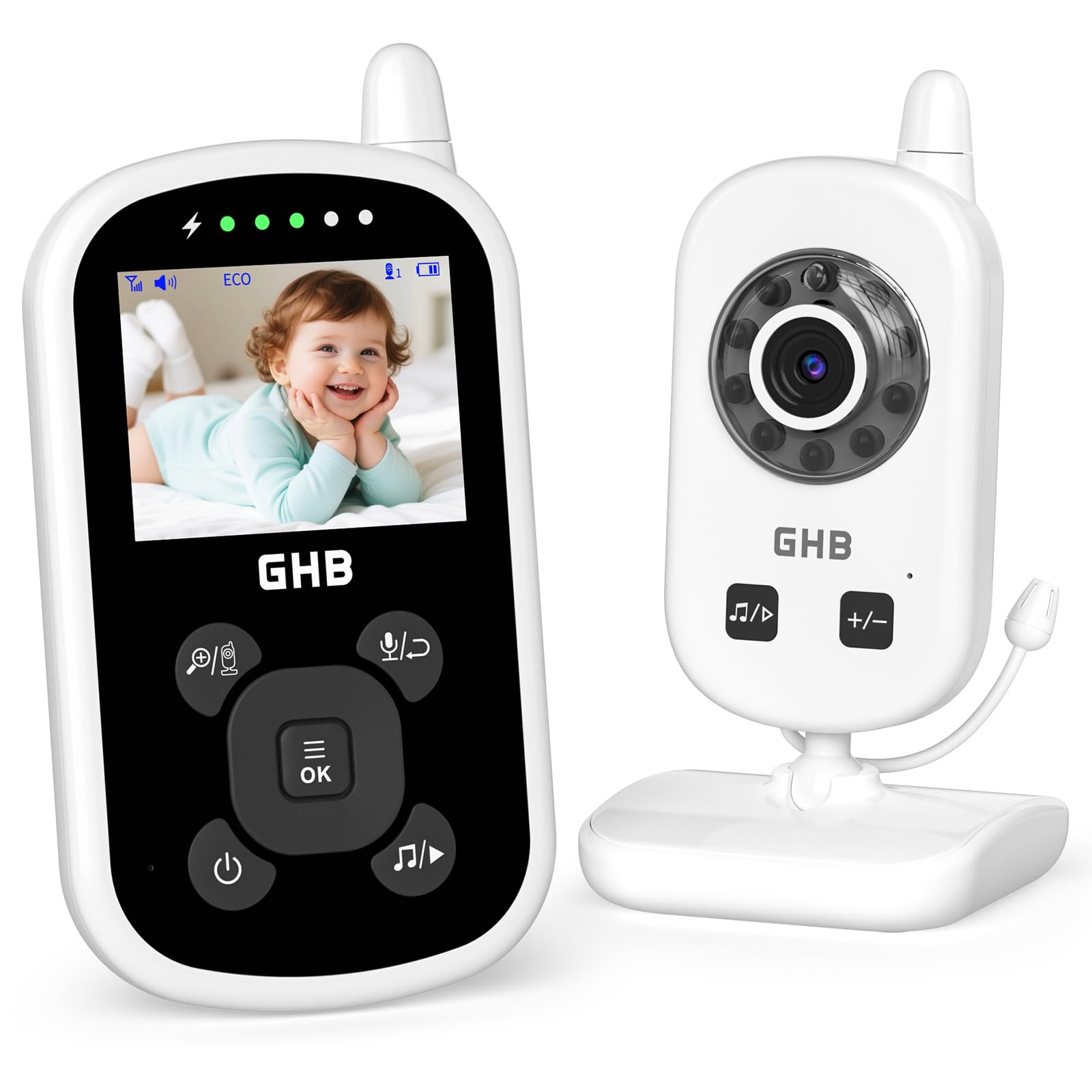 ghb babyphone caméra 2.4" lcd