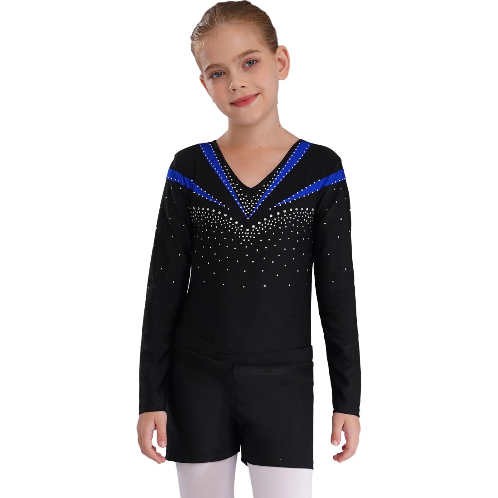 Maillot Gimnasia Ritmica Girls Ballet Dance Outfits Kids Long Sleeve Gymnastics Leotards With Shorts Dancewear Sets For Yoga Athletic Jumpsuit