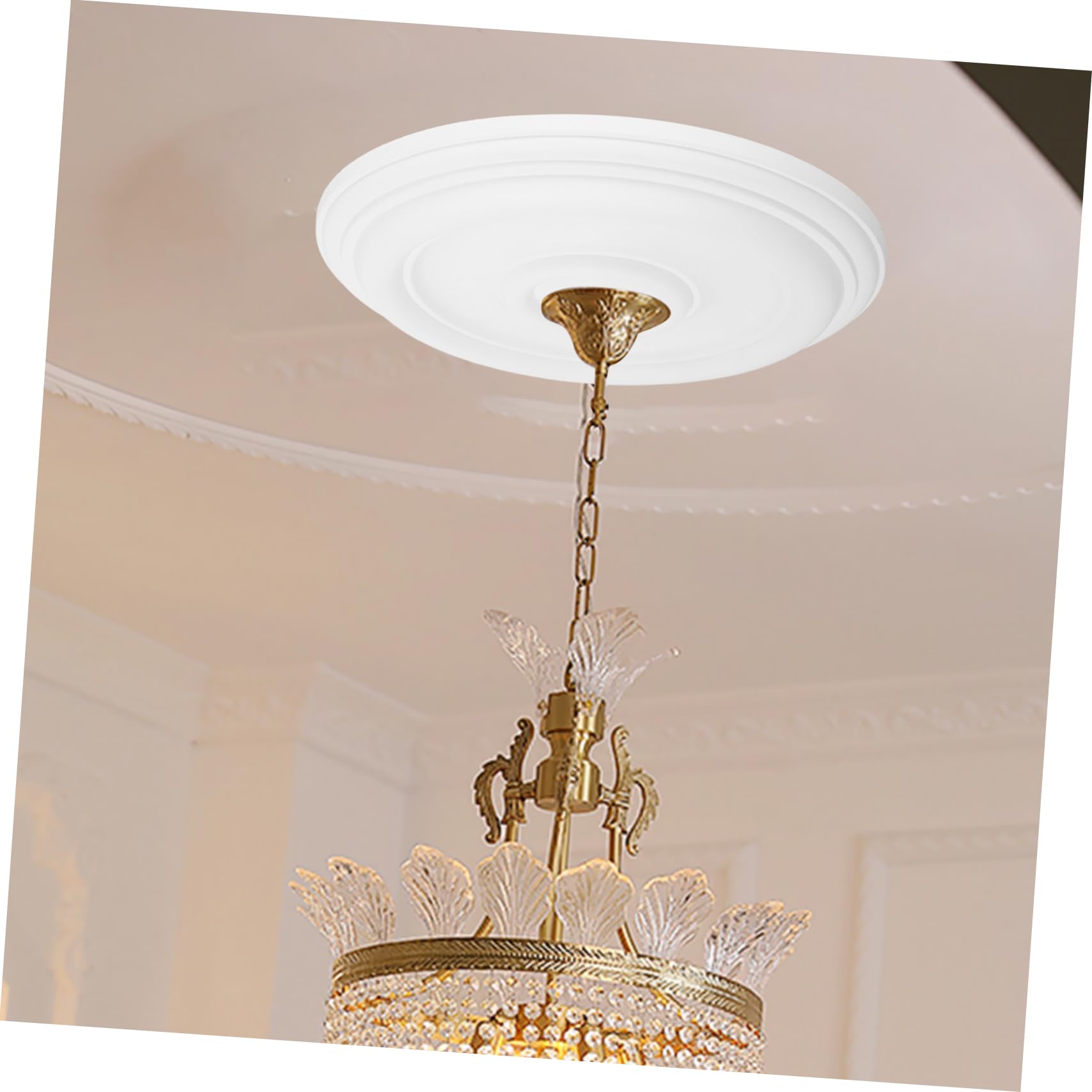 POPETPOP Copri Lampada Facile da Installare in Pu Bianco Soffitto Medaglione da Soffitto Design Moderno Elegante Decorativo