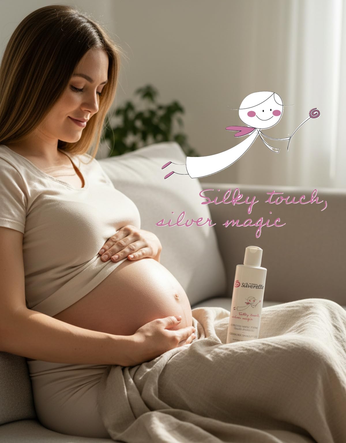 Silverette La Crema Original Antiestrías para el Embarazo y el Posparto, Favorece la elasticidad con vitamina E e iones de plata, Hidratante, Dermatológicamente probada, Hecha en Italia, 200 ml