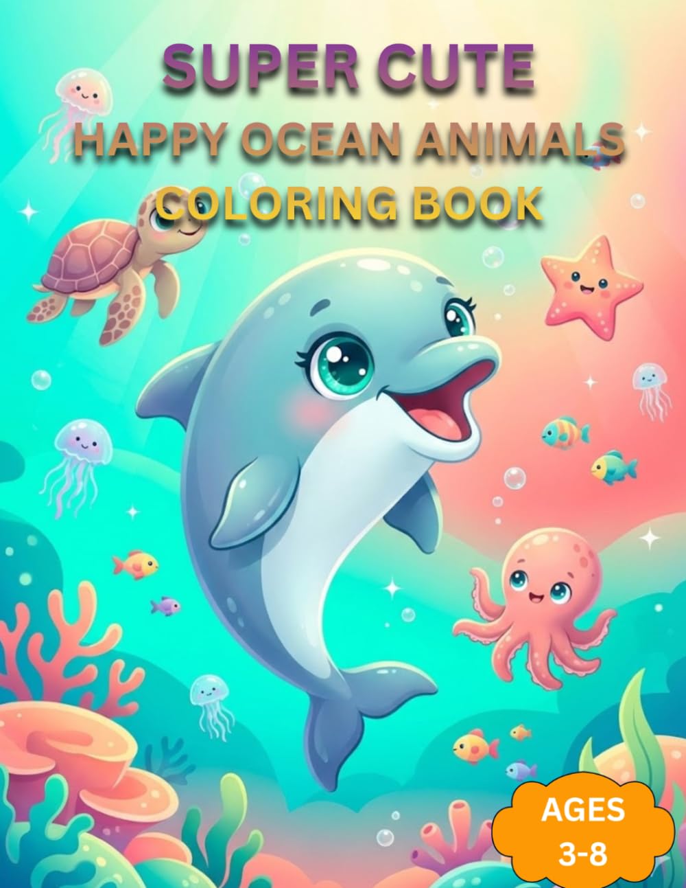 Happy Ocean Animals: Cute Kawaii Sea Creatures for Toddlers Ages 3–8 Fun and Simple Underwater Learning for Little Kids