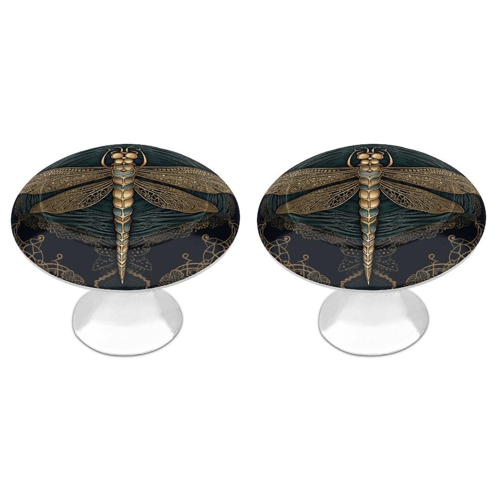 Vstadank Style Dragonfly Drawer Knob Nice Bathroom Cabinet Knob Round Cabinet Pull Stainless Steel Cabinet Handle Circle Drawer Handle Modern Drawer Pull For Wardrobe Cupboard 2 Pcs