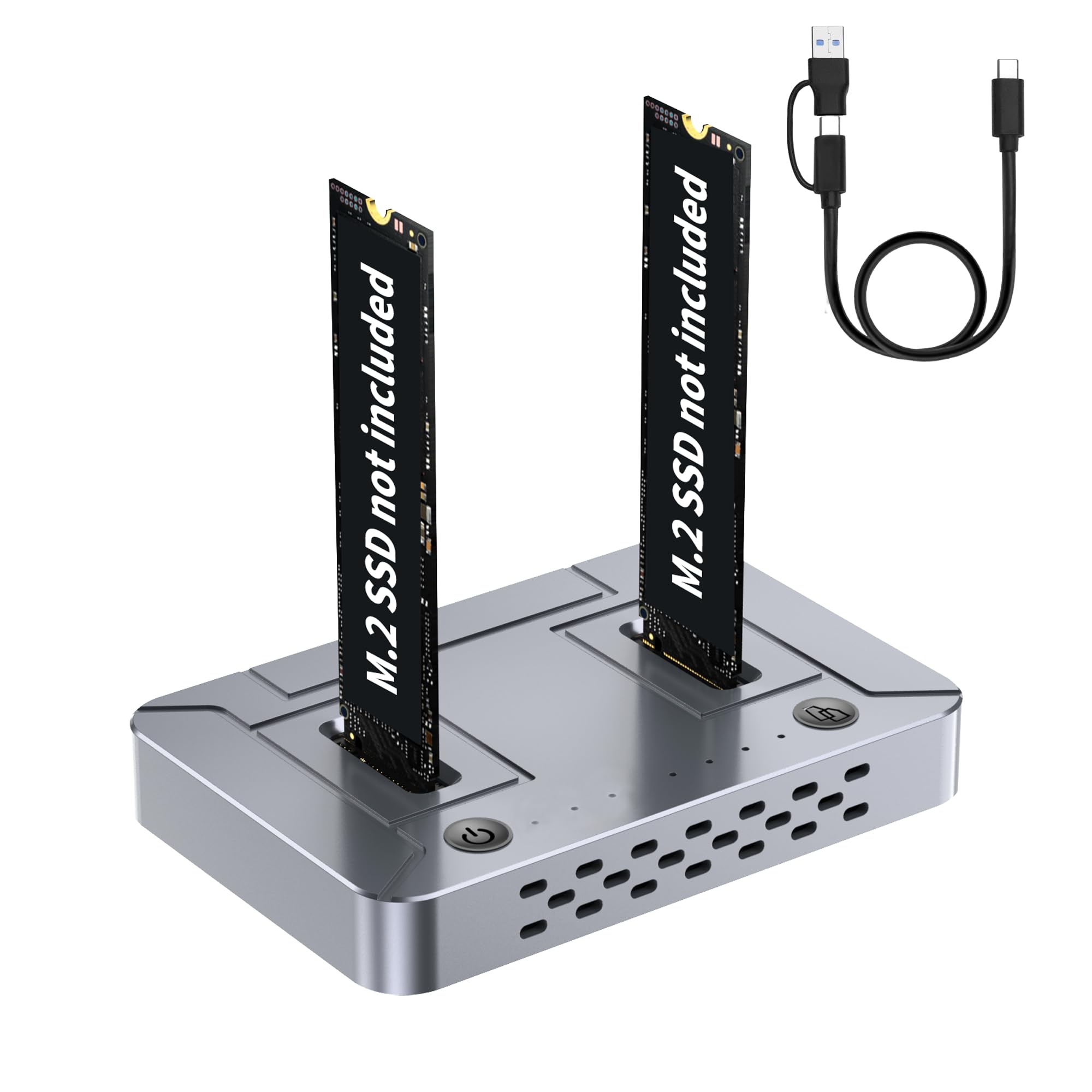 Dual Bay NVMe M.2 SSD Cloner and Docking Station, Black, 20Gbps USB-C Interface, Offline Drive Duplicator, Compatible with 22110-2230 Form Factors, 8.5x4x1.5 Inches-image-25