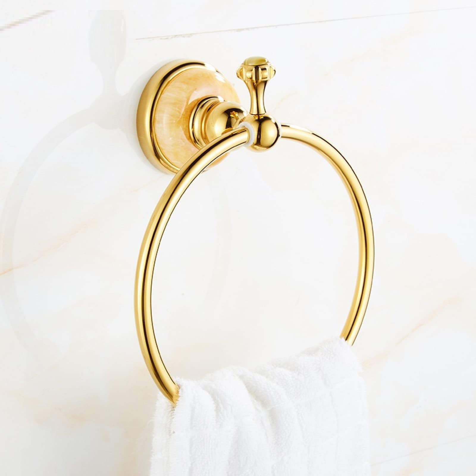 FGXHHS Toilet Jade Copper Gold Towel Rack Hanging Bathroom Shelf Hardware Pendant Set, Ring
