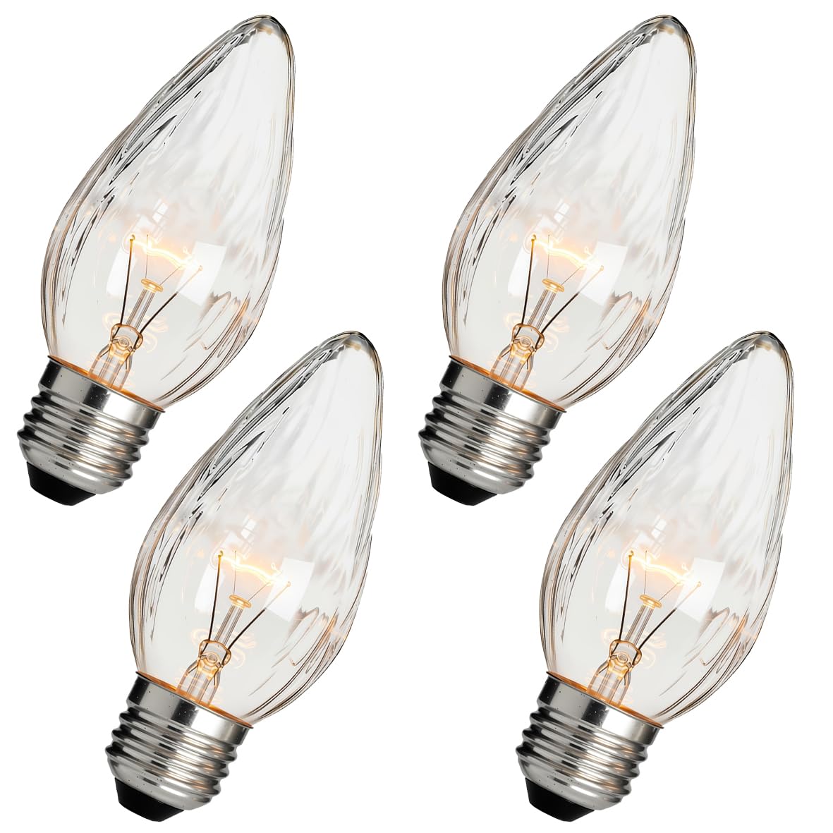 RUGACCG 40W F15 Incandescent Light Bulbs, 4-Pack, Daylight White 5000K, Dimmable, E26 Medium Base, Vintage Wrinkle Glass, Rough Service &