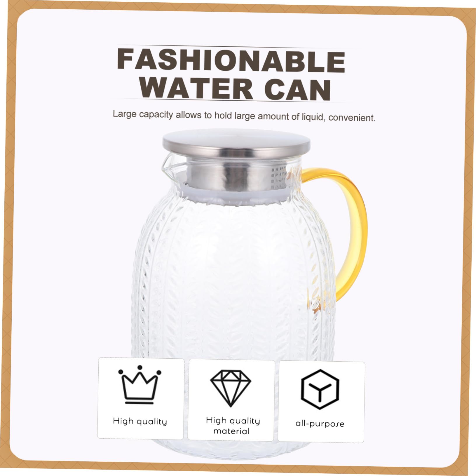 Jarra de Agua Fría de Vidrio Borosilicato de 1800 Ml | Gran Capacidad Hogar, Sellado Hermético y Resistente al Desgaste, Acabado Cuidado