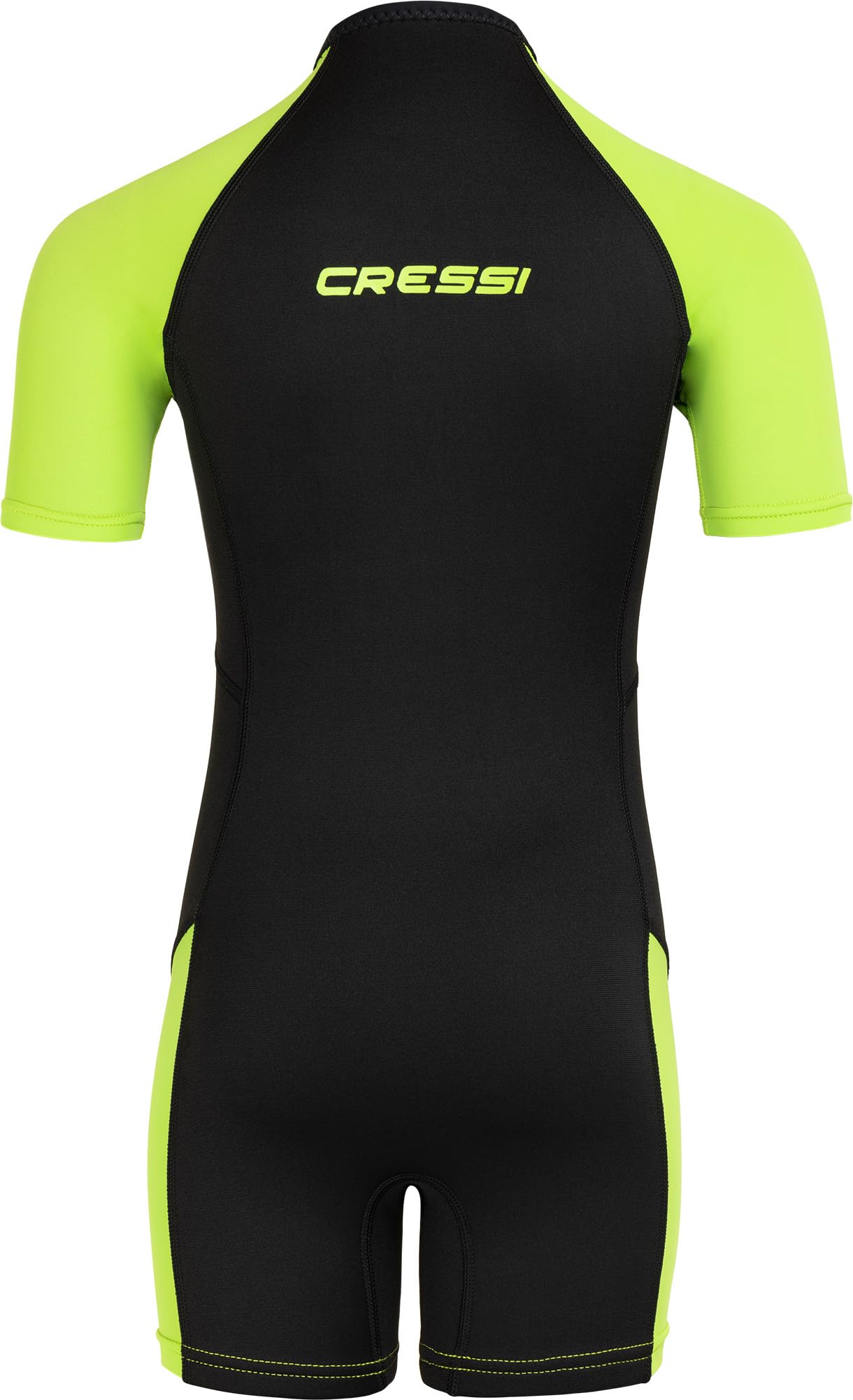 Cressi Unisex-Youth Little Shark Shorty Wetsuit Pianka Z Neoprenu Dla Dzieci,Czarny/Limonka,9/10 Lat,Xdg003306