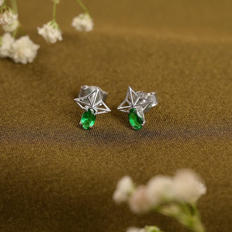 Image of CLARA 925 Sterling Silver Stud Earrings | Platinum Plated | Daily Wear |Gift for Women and Girls