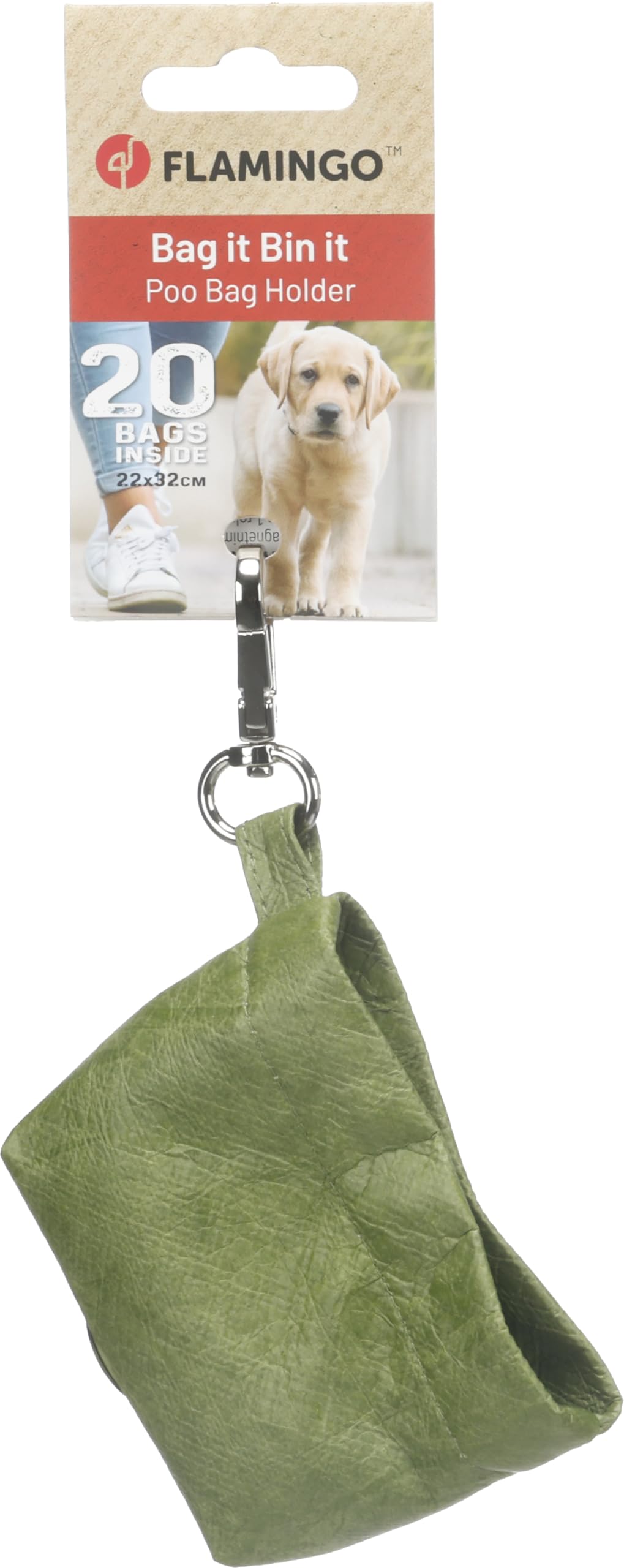 POO BAG HOLDER TYRVA GREEN + 1 ROLL 7,5x3,8x10CM