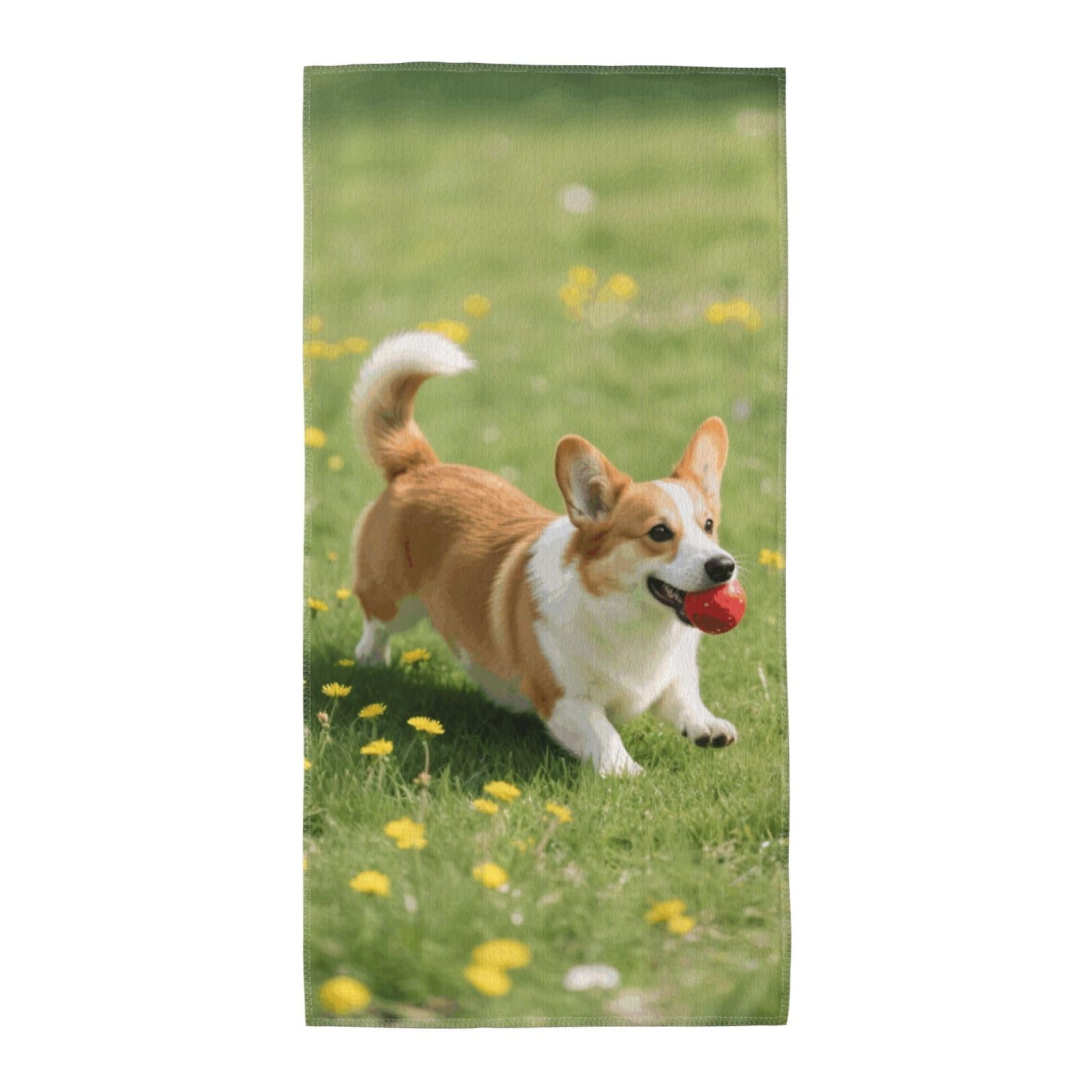 FekiLoot Absorbent Hand Towels 12"X24" Decorative Bathroom Towel Soft Microfiber Face Towel Corgi Dish Kitchen Towels for Bathroom Kitchen Hotel Spa Bath Towels