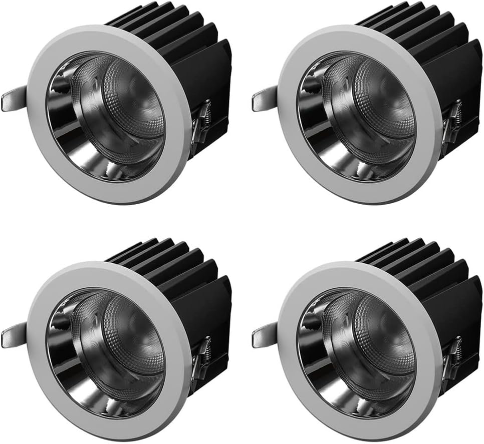 LED Recessed Downlight,COB Recessed Lighting,24° Beam Angle Anti-Glare,CRI90+ Ceiling Spotlight,Damp Rated,Transformer Included,4 PCS
