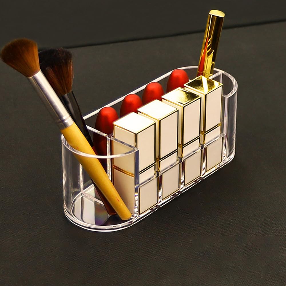 Organisateur De Maquillage En Acrylique Transparent - Boîte De Rangement Pratique Pour Cosmétiques, Pinceaux Et Rouges à Lèvres 17.5×6.3×6.5cm