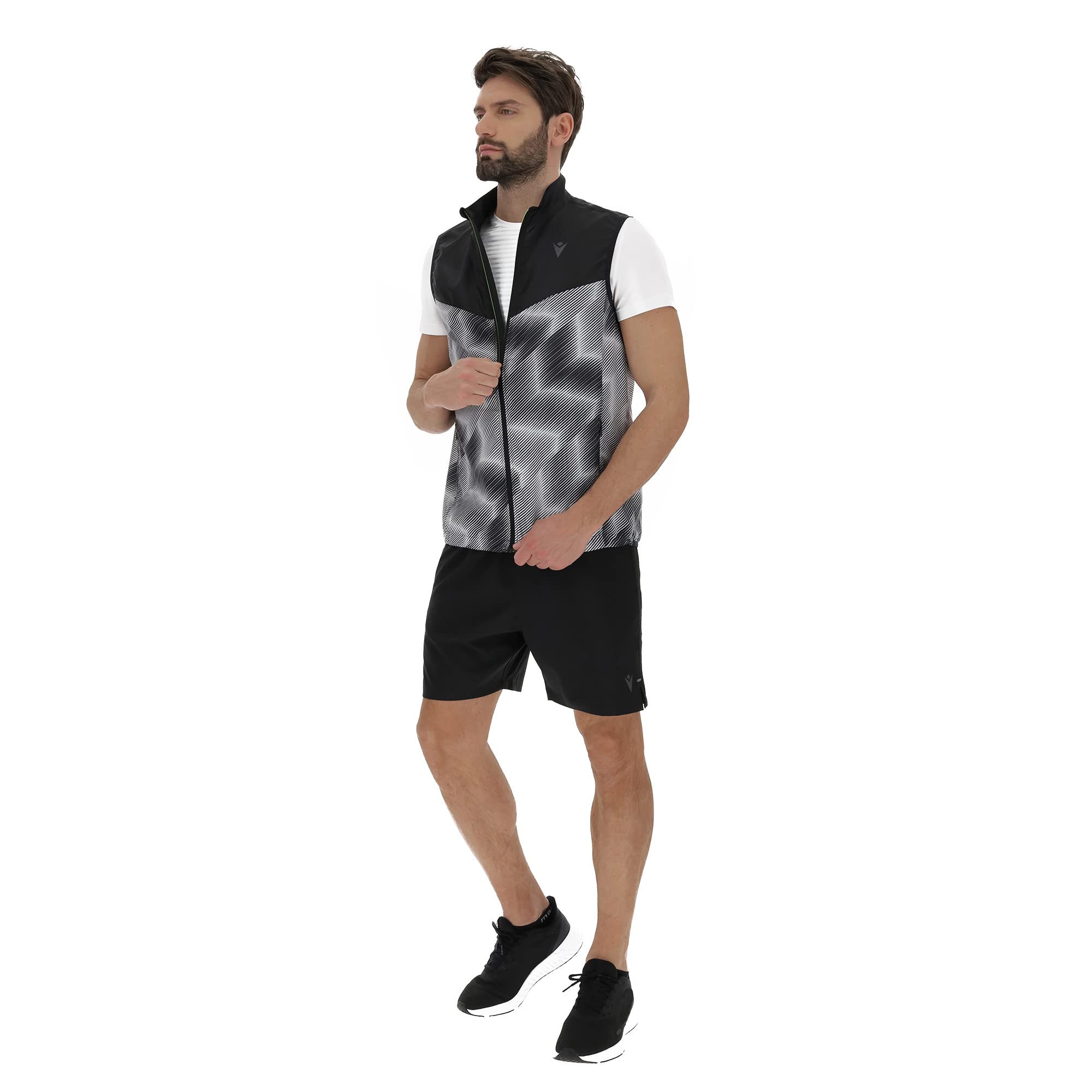 Macron Run Chinook Scb Dennis W-breaker Gilet Wht/Blk Optical Pr Antivento Uomo