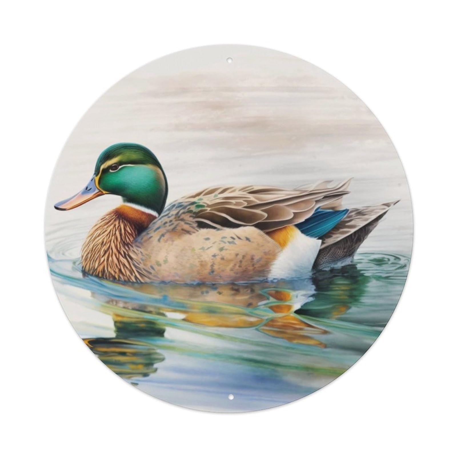 Animal Artwork Wild Duck Swimming in The River Vintage Metal Tin Sign Plaque Wall Decor for Cafe, Club Bar, Office, Garden Metal Poster 8x8Inch