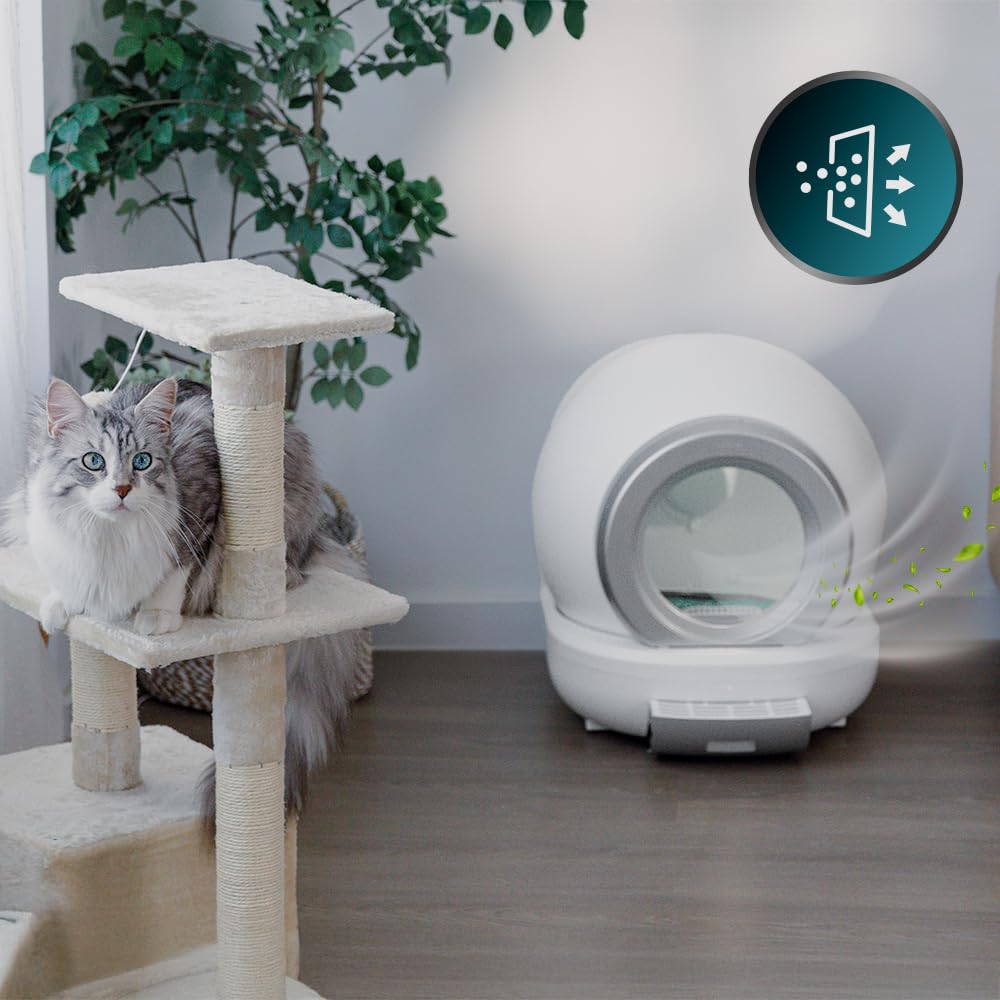 Cecotec Arenero Automático Compacto con Autolimpieza Pumba 7000 CleanKitty Compact Connected. Capacidad 65L, Triple Sistema de Desodorización, Control por WiFi, Silencioso, Sensor de Infrarrojos
