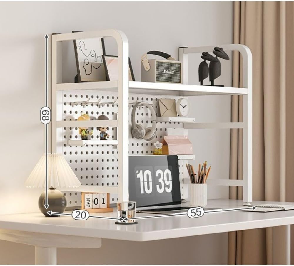 ITMEAT机上ラック収納卓上棚収納デスクトップ多機能穴付き有孔ボード鉄製黒白空間活用組立式1段2段小物入れ学校オフィス事務用品文房