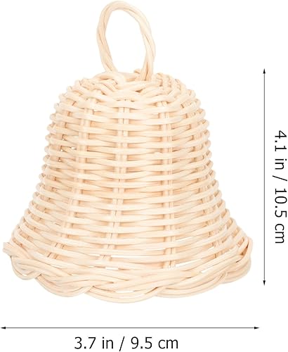 Miniatura 4 de 5 unids tejido ratán campana forma ornamento hecho a mano paja campana colgante colgante para decoración de fiesta de Navidad foto Prop