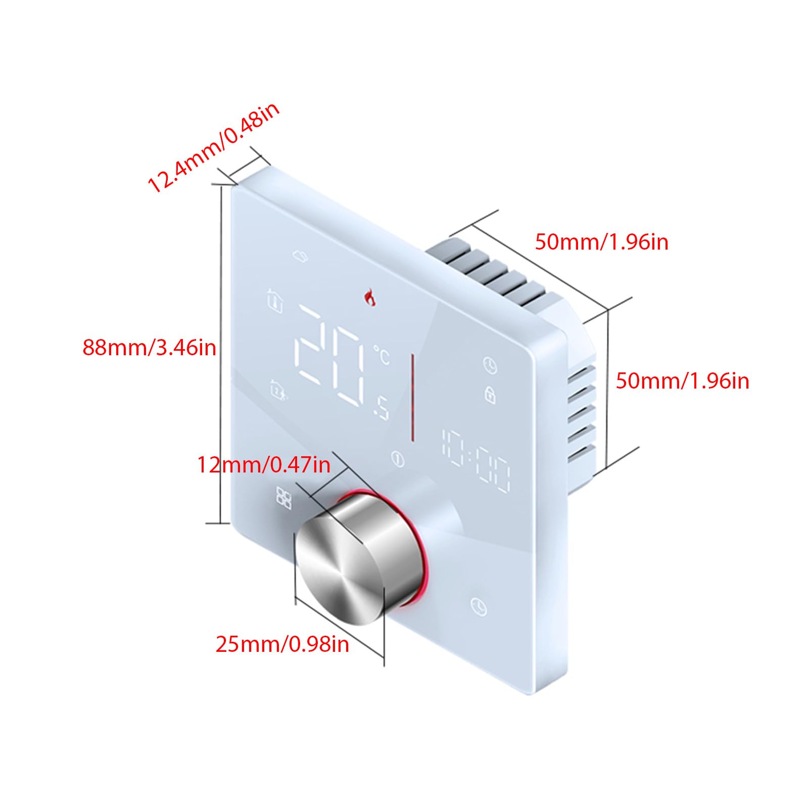 Kabelloser Matter-Thermostat für die Heizung von Wasser- und Gaskesseln zu Hause mit Touchscreen und Drehknopf, 7x6 wöchentlich programmierbar, kompatibel mit (Elektrische Heizung)