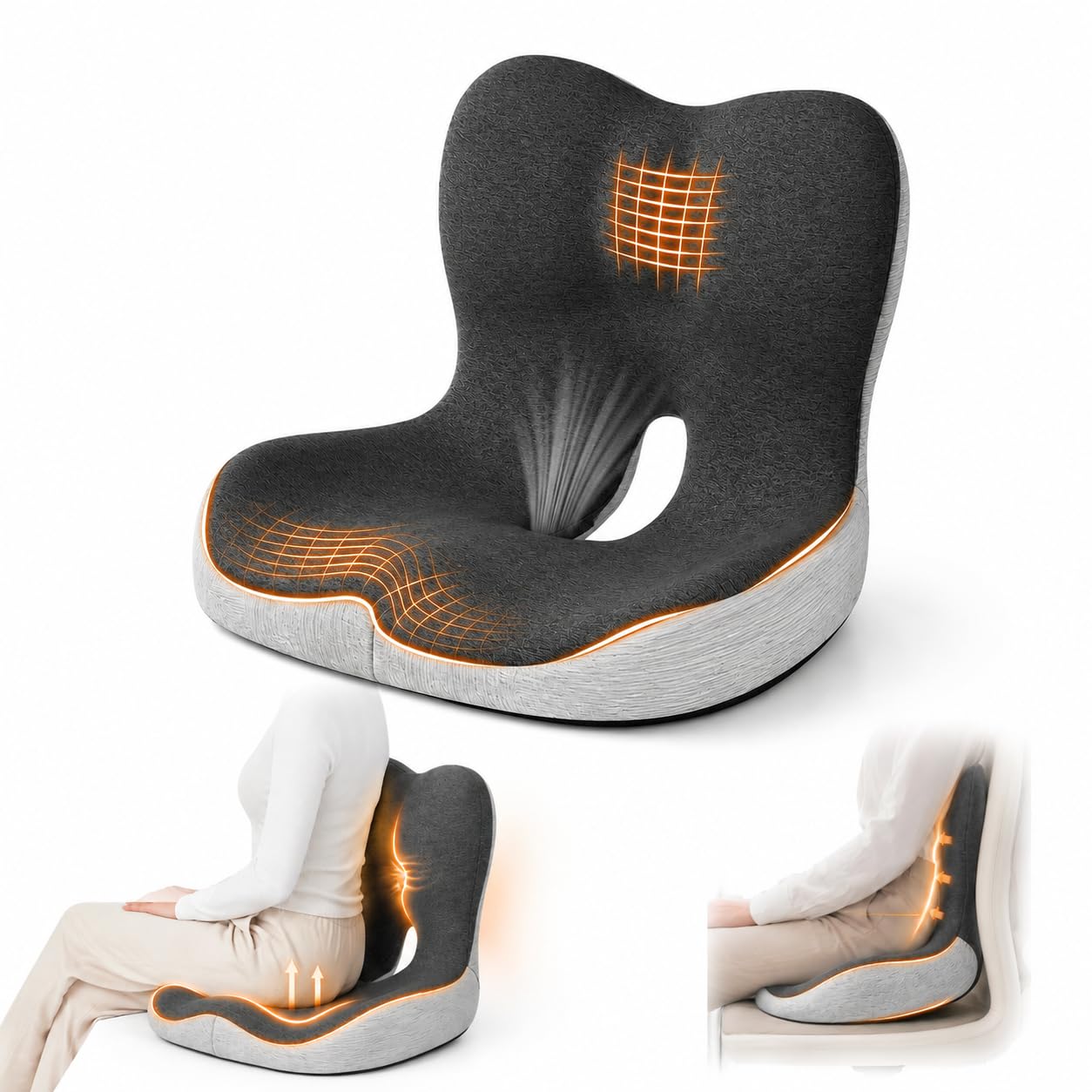 Photo 1 of Memory Foam Seat Cushion with Lumbar Support - Grey