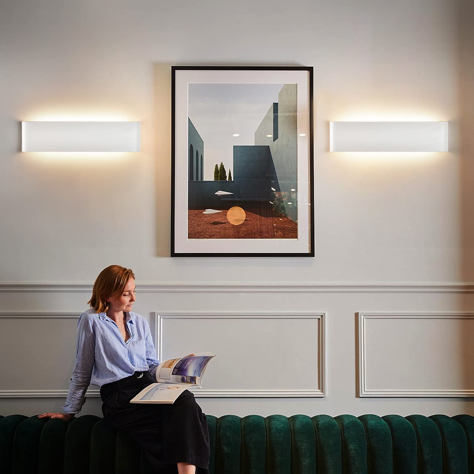 Applique da Parete Interno 18W,Moderno Up Down 2160LM, LED 4500K Bianco Neutro,Per Soggiorno Camera da Letto Scale Corridoio Lampada Muro 2 Pezzi