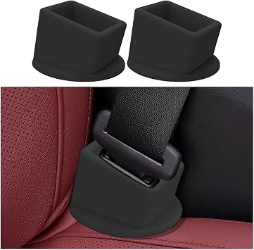 HZEL Car Seat Belt Buckle Holder, 2PCS Silicone Easy Access Vehicle Seatbelt Booster, Automotive Safetybelt Fixer Accessories to Make Buckling Upright Positioning, Universal for Most Cars Black