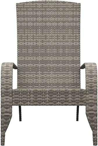Miniatura 4 de Grey Adirondack Folding Chair 29.9x23.2x37, Steel Frame, Poly Rattan Seat, Patio Garden Deck Balcony