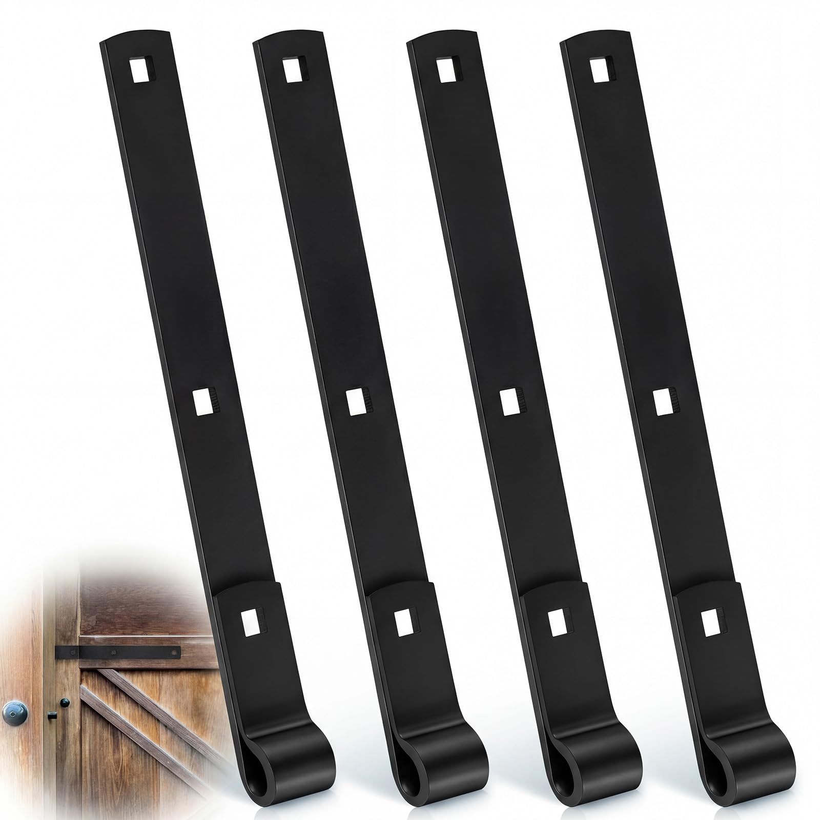 Yaocom 4 Pack 12" Zinc Strap Hinge Heavy Duty for Gates, Tool Sheds, Barns and Other Swing Doors (Black)