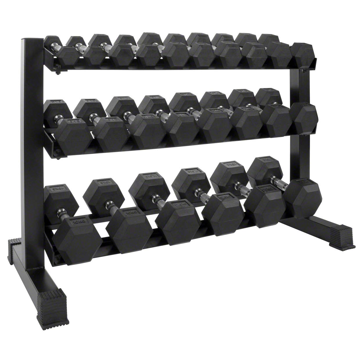 Kompakthantel-Ständer-Set mit 12 Paar Hex Hanteln, 1-15 kg, LxBxH 119x50x76 cm