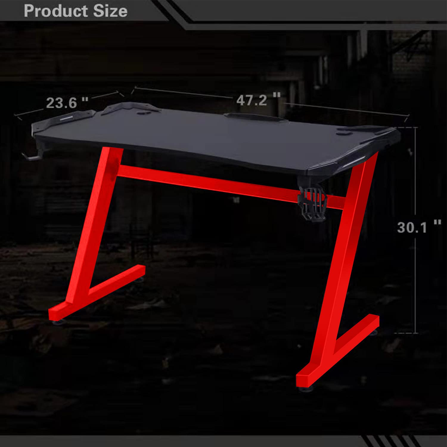 Buy Vordern Armoured Ergonomic Gaming Desk with RGB LED Light, ZShaped