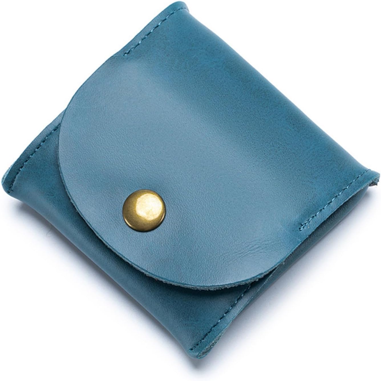 Rustic Leather Coin Purse – Handmade Mini Squeeze Pouch for Coins, Jewelry, Earphones | Snap Closure, Fashion Design, Ultra-Portable (6 Colors) – Gifts for Men & Women (Blue)