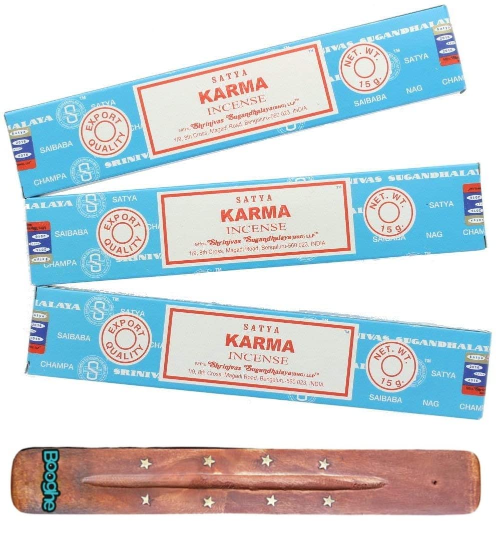 Booghe Satya Nag Champa Incense Sticks | X3 Pack | With Incense Sticks Holder (Karma)