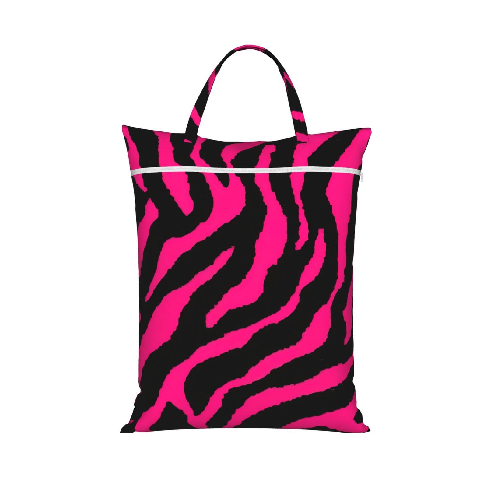 Zebra Tiger Leopard Pink Print Travel Laundry Bag Foldable Lightweight Camping Beach Dorm Weekend Getaways