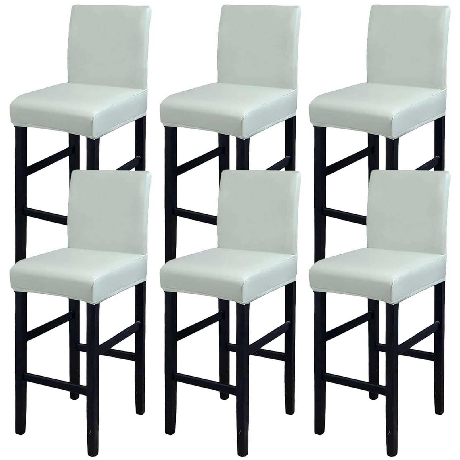 Leomix PU Waterproof Bar Stool Covers, Stretch Removable Barstools Covers, Counter High Leg Low Back Chair Covers, for Cafe Dining Room,B,6pack