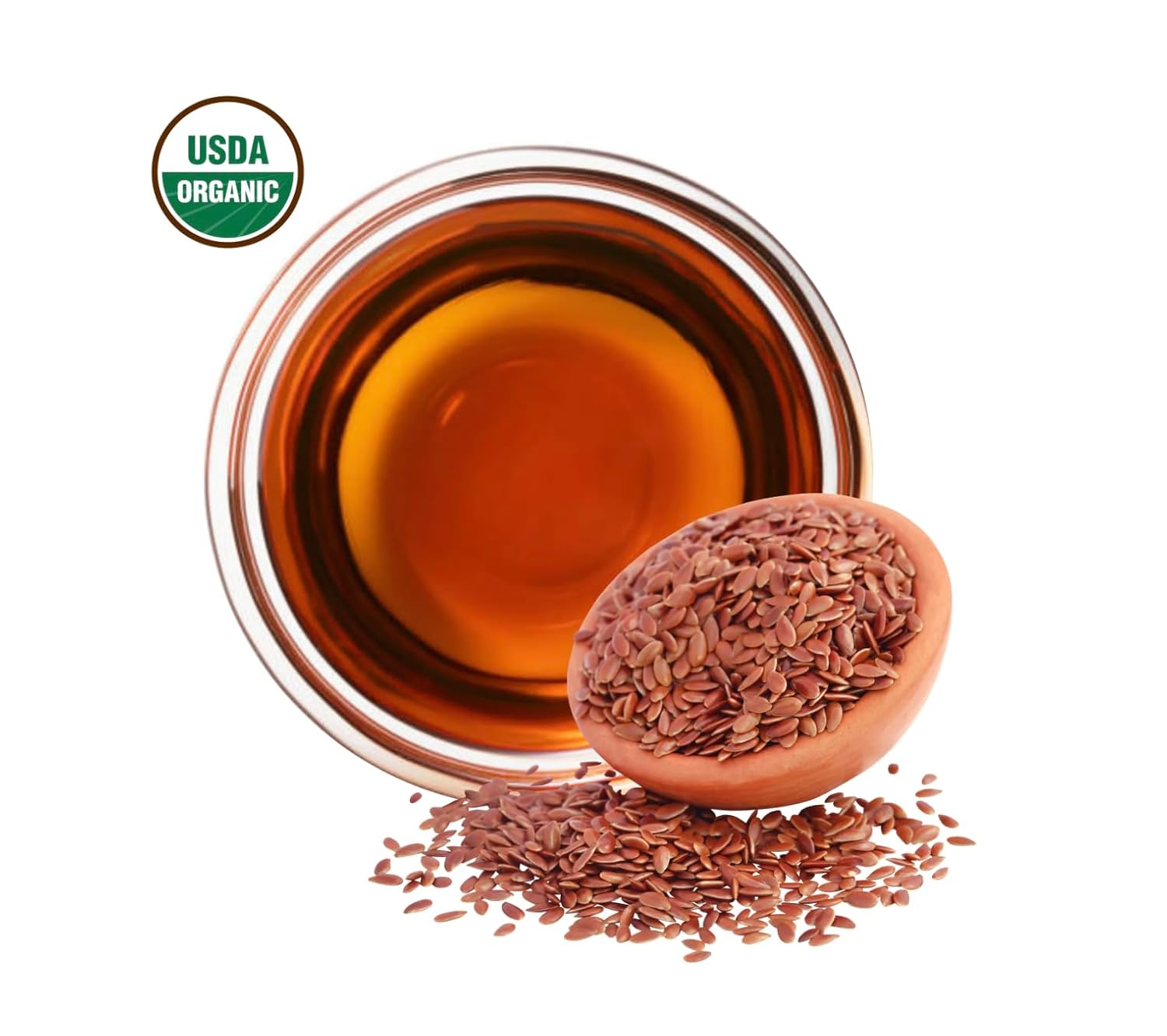 Flax Seed Oil- USDA Organic Unrefined Cold Pressed ALA 50%(16 oz)