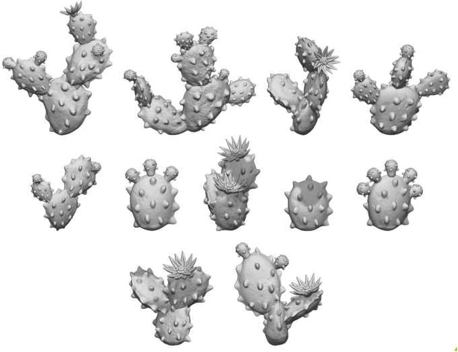 GREEN STUFF WORLD GSWD-11612 Greenstuff World Diorama Accessories, 3D Printing Set, Prickly Pear Cactus, 20 Pieces, Hobby Accessories