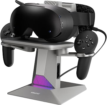 ANNAPRO CD1 Charging Dock for Steam Frame, Meta Quest 3S/Quest 3/Quest 2, Retractable Charging Cable to Charge VR Headset, RGB Charging Station Accessories Compatible with Elite Strap and Controllers