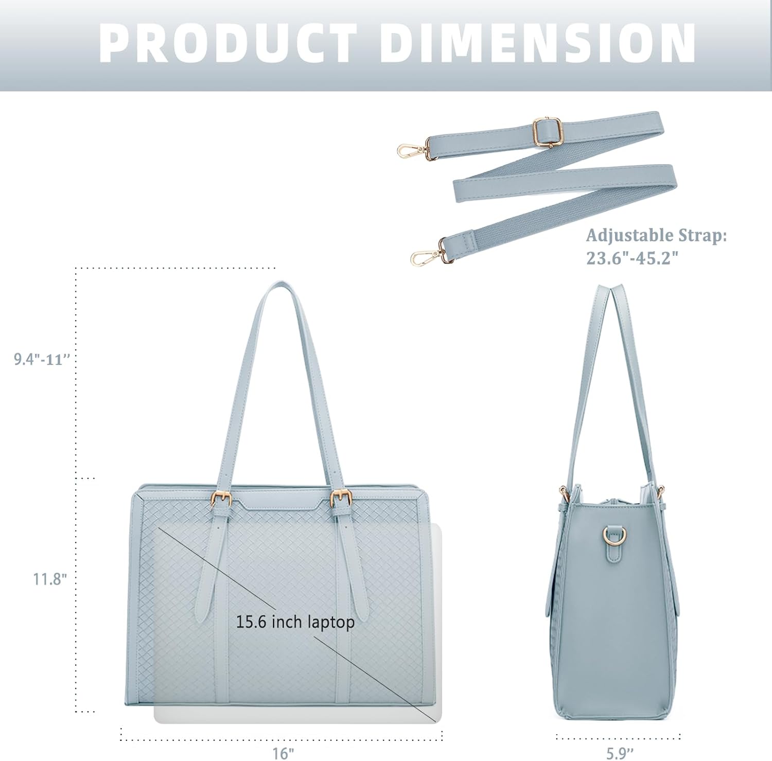 Laptop Tote Bag for Women fits 15.6 Laptop, PU Leather Work Tote bags for Women Large Computer Tote Handbag