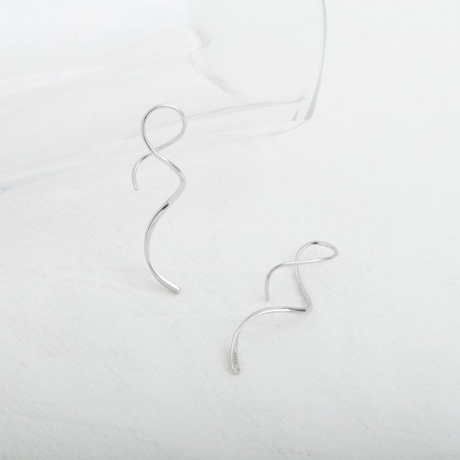 Handmade Threader Earrings 925 Sterling Silver Pull Through Earrings for Women - Image 5