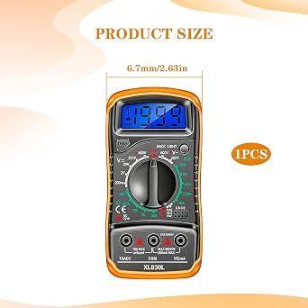 Digital Multimeter Voltmeter with Large LCD Display and Backlight,Measures OHM AC DC Voltage Current Resistance Circuit Continuity Diodes Electric Tester,Voltmeter Ammeter Ohmmeter Tester Continuity