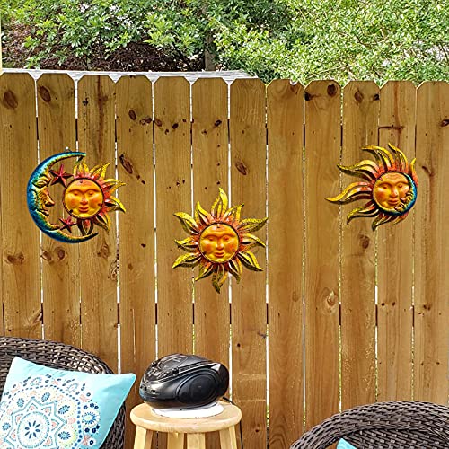 Metall-Sonnen-Wanddekoration – Gelb, 32,5 Cm, Für Garten, Zaun Oder Wohnraum