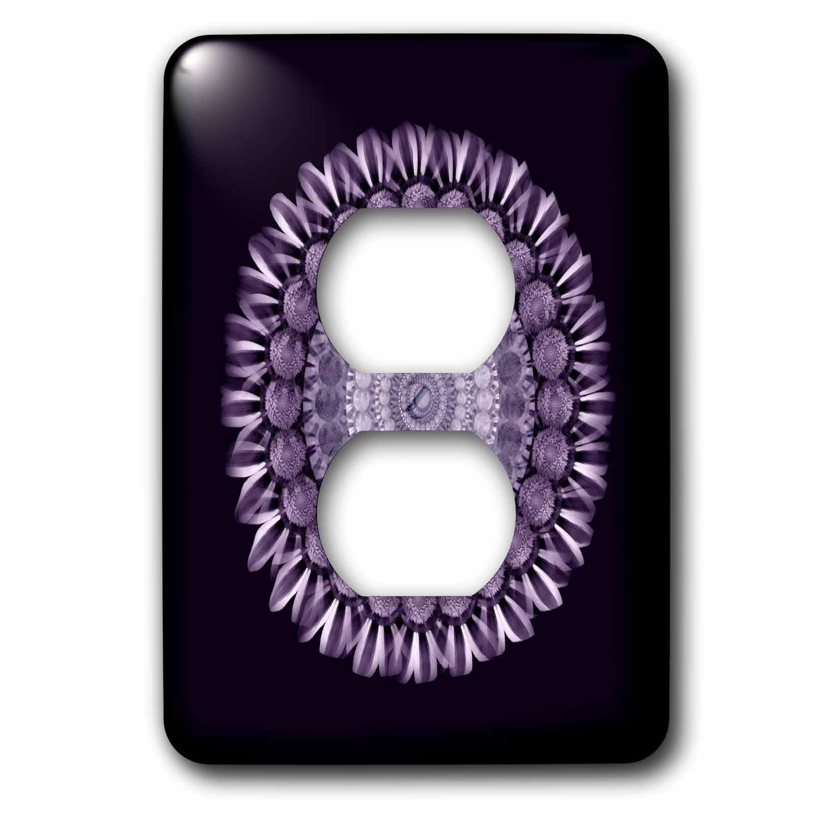 Mandala floral violet plaque pour 2 prises salon et chambre