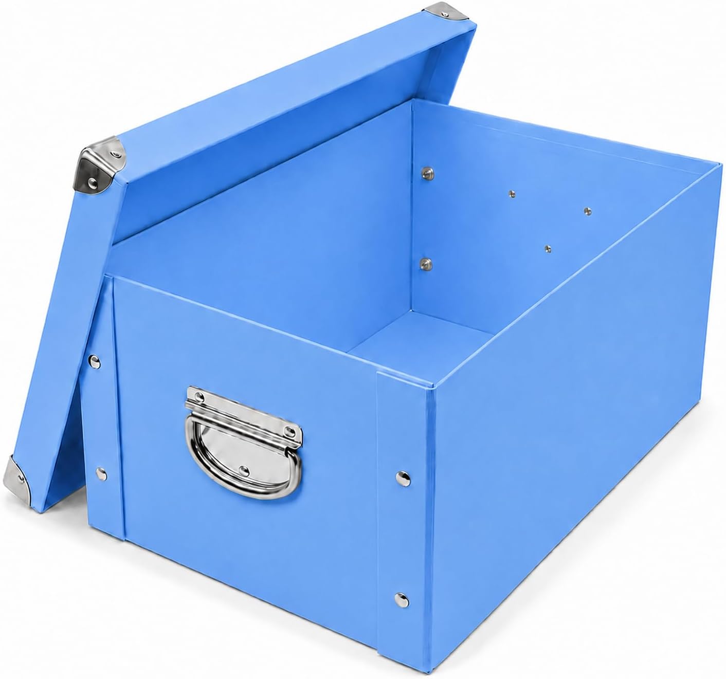 GUOZI Collapsible Storage Box, Decorative Memory Box with Lid & Metal Reinforced Corners, Cardboard File Bin with Handles, Organizer Gift Box for Keepsake Toy Photos Office Nursery Wardrobe Bookshelf