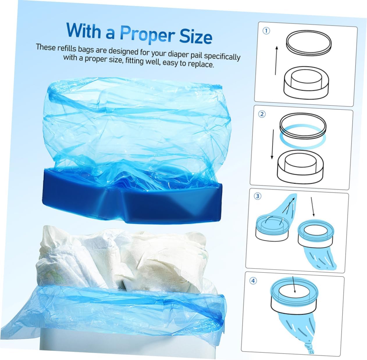 5rolls Pe Diaper Trash Bags Leak Garbage Bags for Convenient Diaper Disposal Thickened Design for Easy Carrying